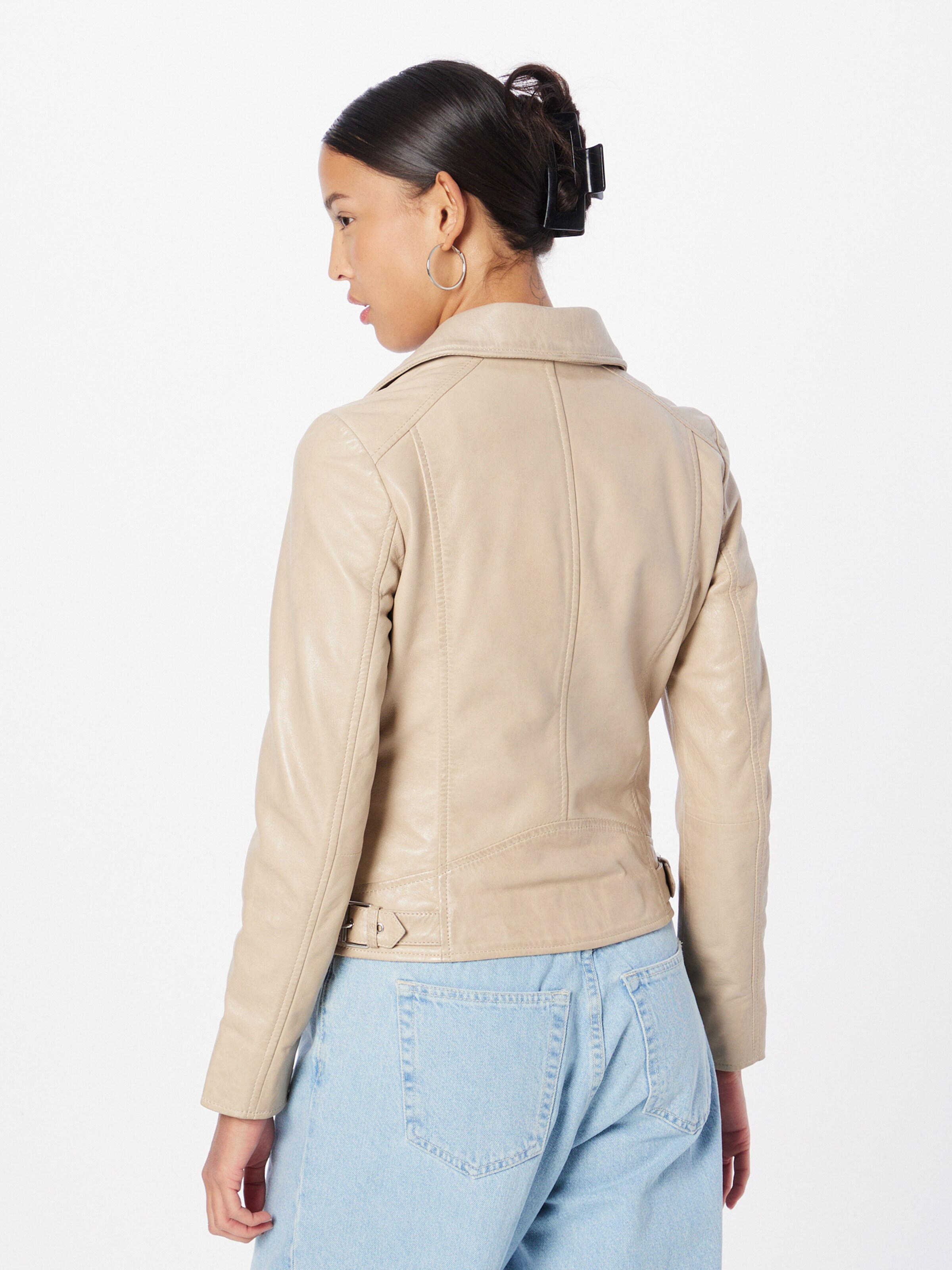 Leather jacket deals beige