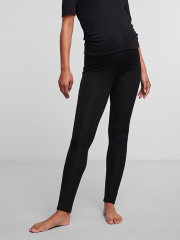 Pieces Maternity Skinny Leggings 'Tanno' in Zwart: voorkant