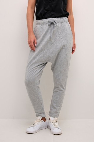 Cream Tapered Harem Pants 'Beky' in Grey: front