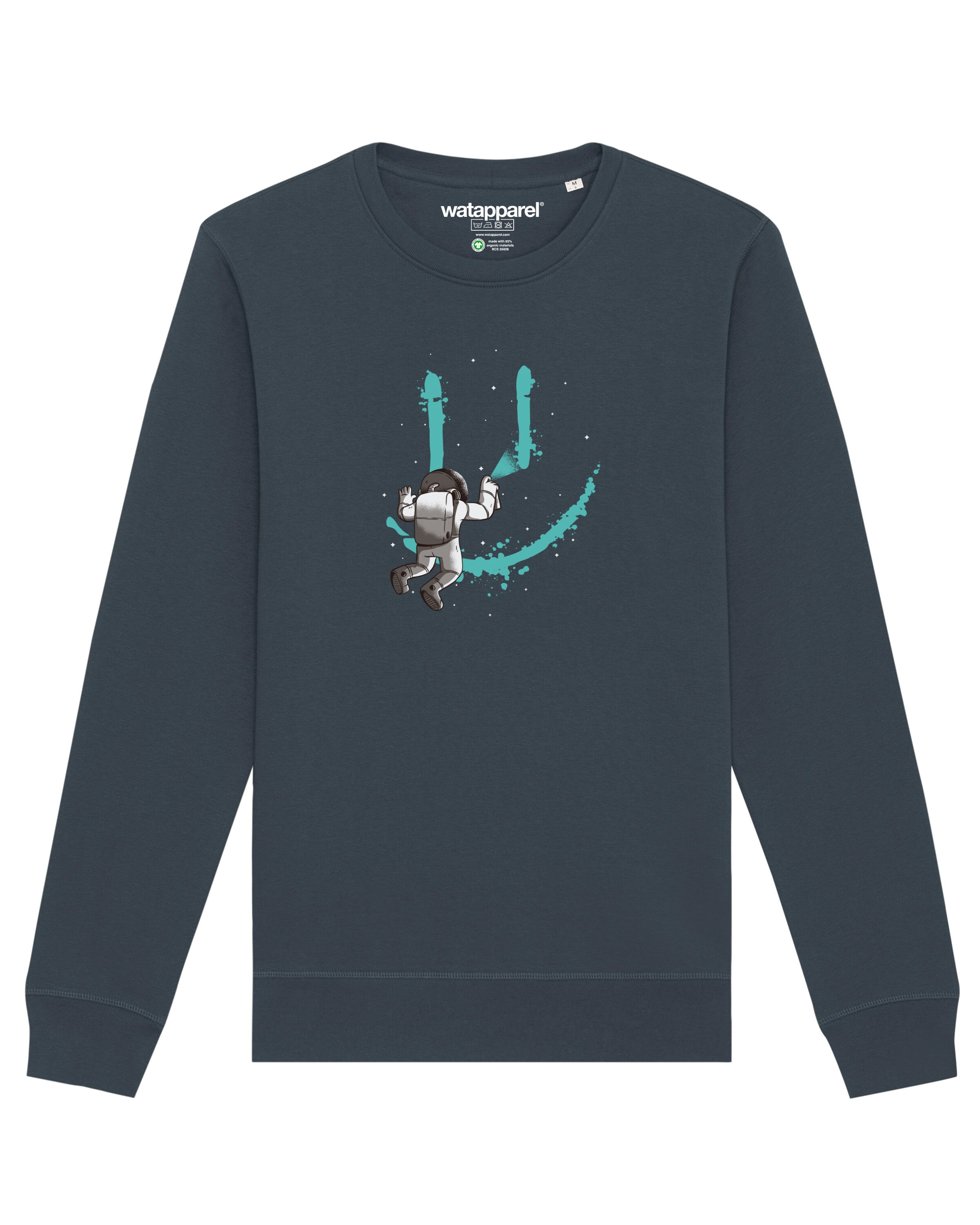 Watapparel Sweatshirt ' Graffiti Astronaut ' in Grau: Vorderseite