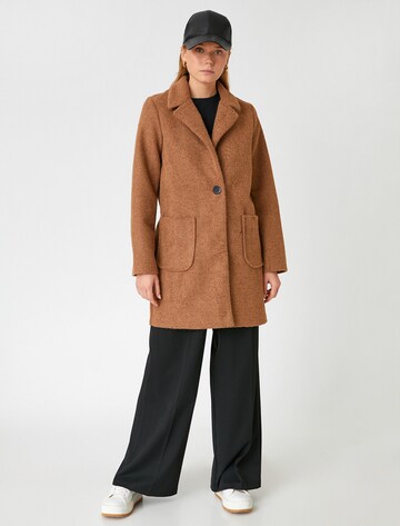 Koton Between-Seasons Coat in Brown: front