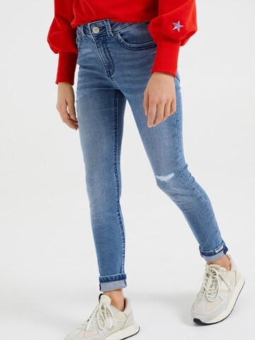 WE Fashion Skinny Jeans in Blauw: voorkant