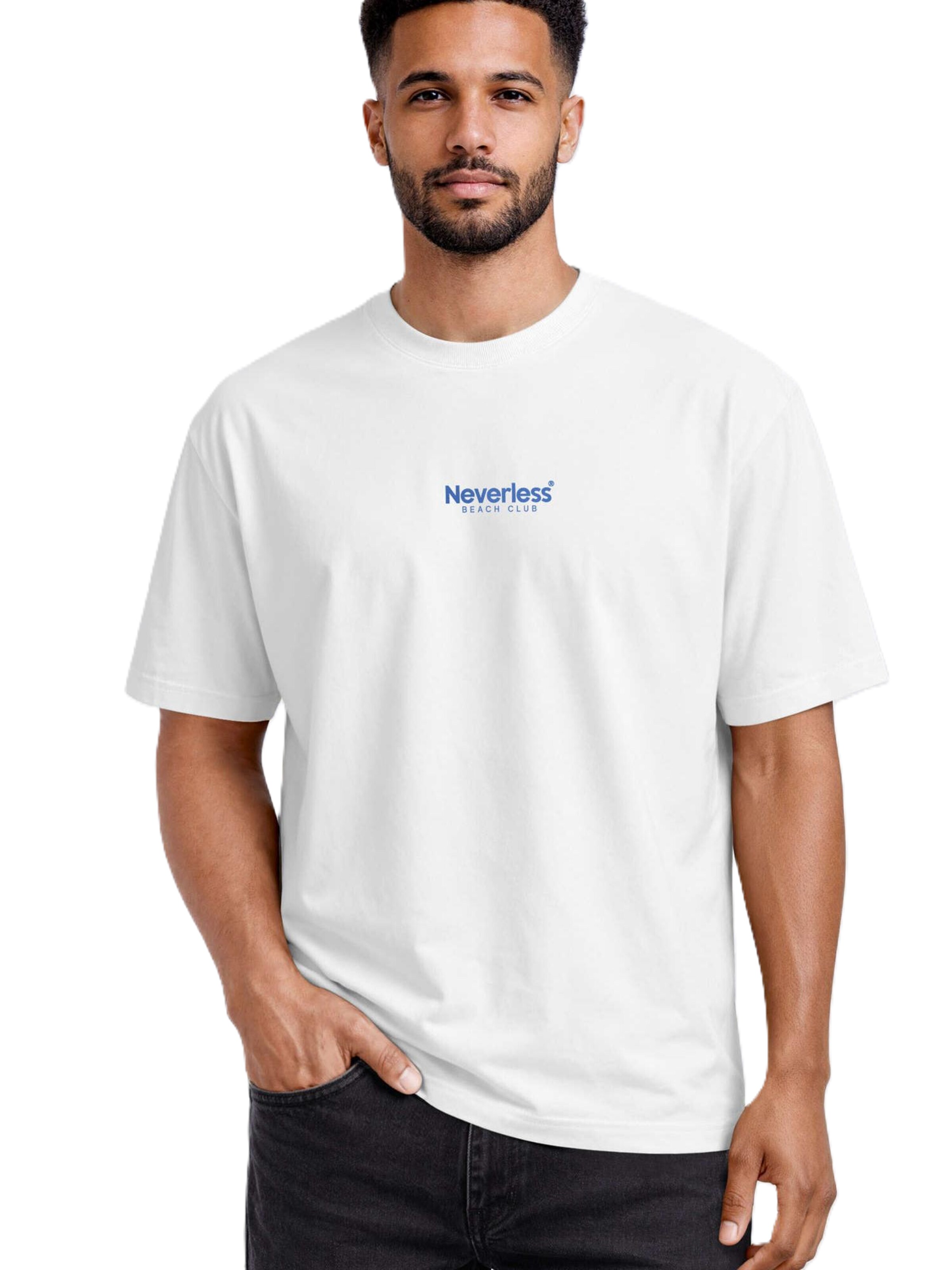 Neverless Shirt 'Beach Club Palme' in White: front