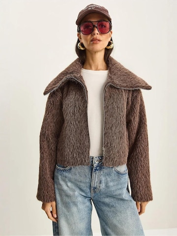 Bianco Lucci Between-Seasons Coat in Brown