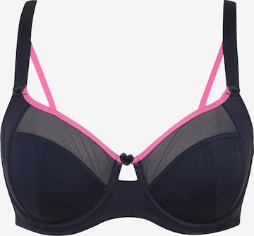 Ulla Popken T-shirt Bra 'Wire' in Blue: front