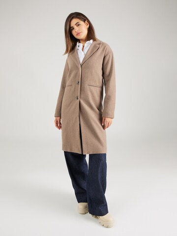 PIECES Between-Seasons Coat 'ALICIA' in Brown: front