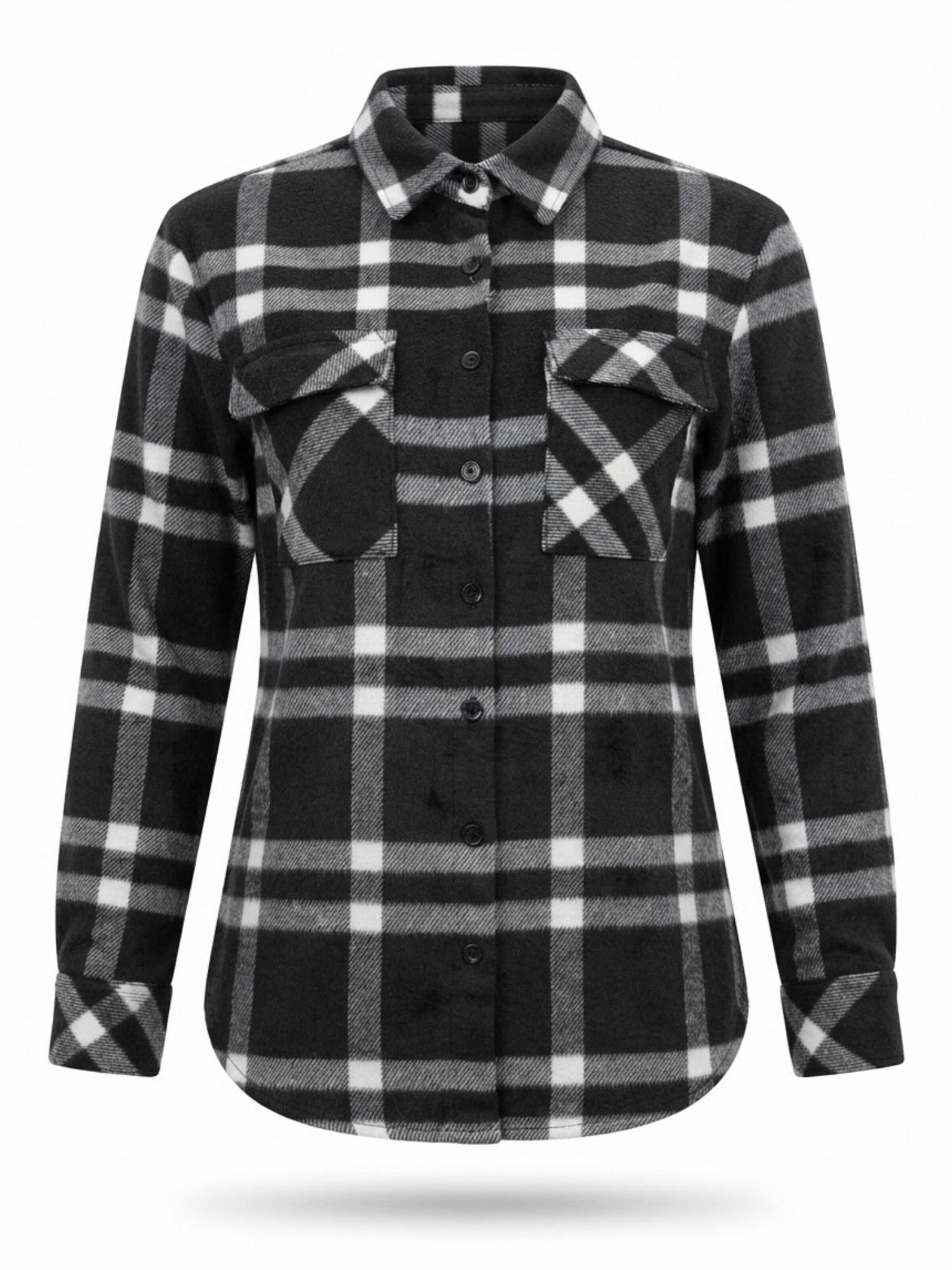 Chemisier 'Comfy Heavyweight Flannel Shirt' Radwa en noir : devant