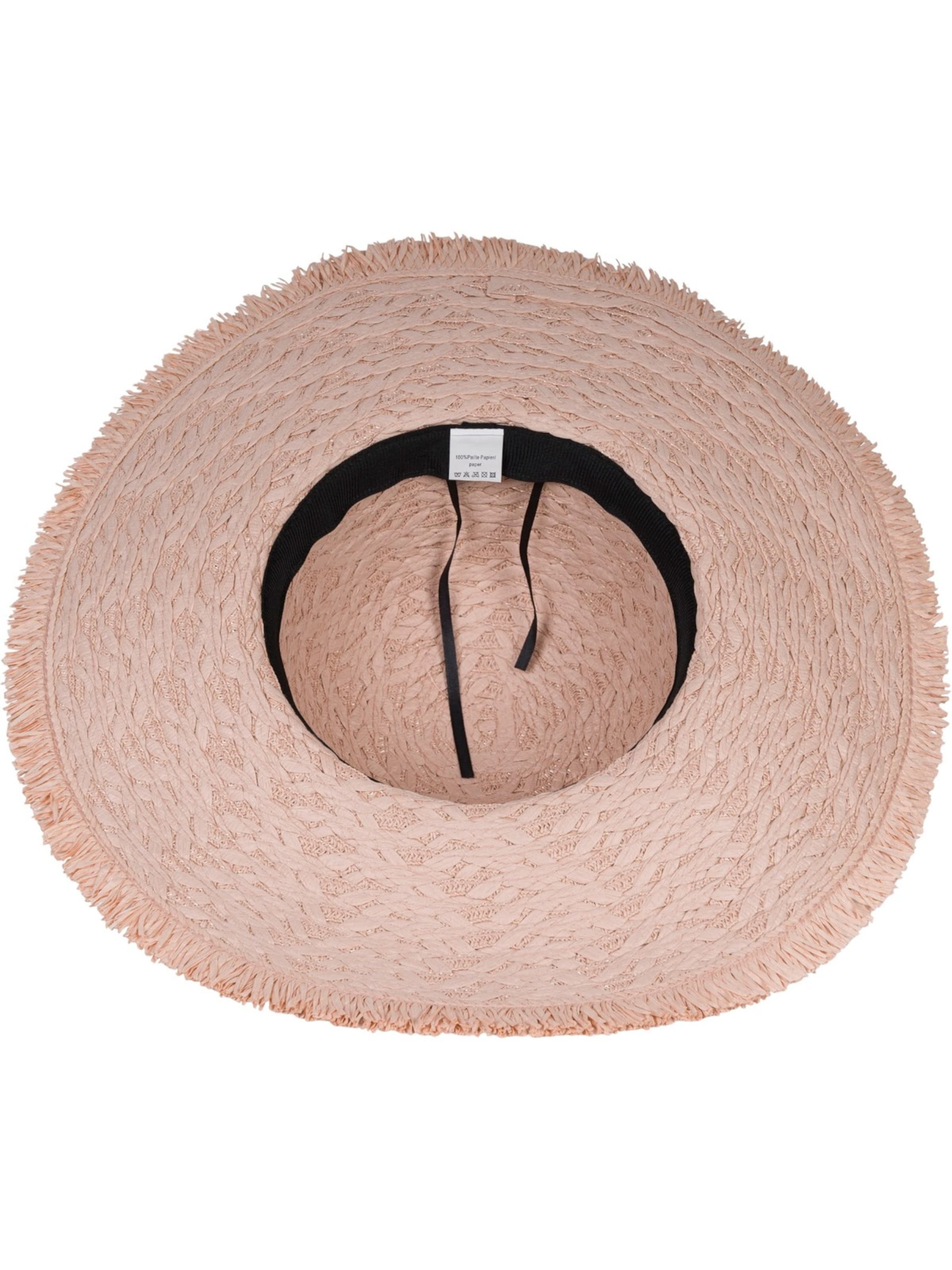 styleBREAKER Hat 'Papierstroh Sonnenhut Geflochten' in Pink