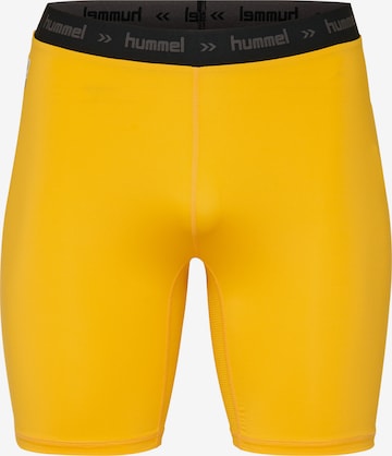 Skinny Pantalon de sport Hummel en jaune : devant