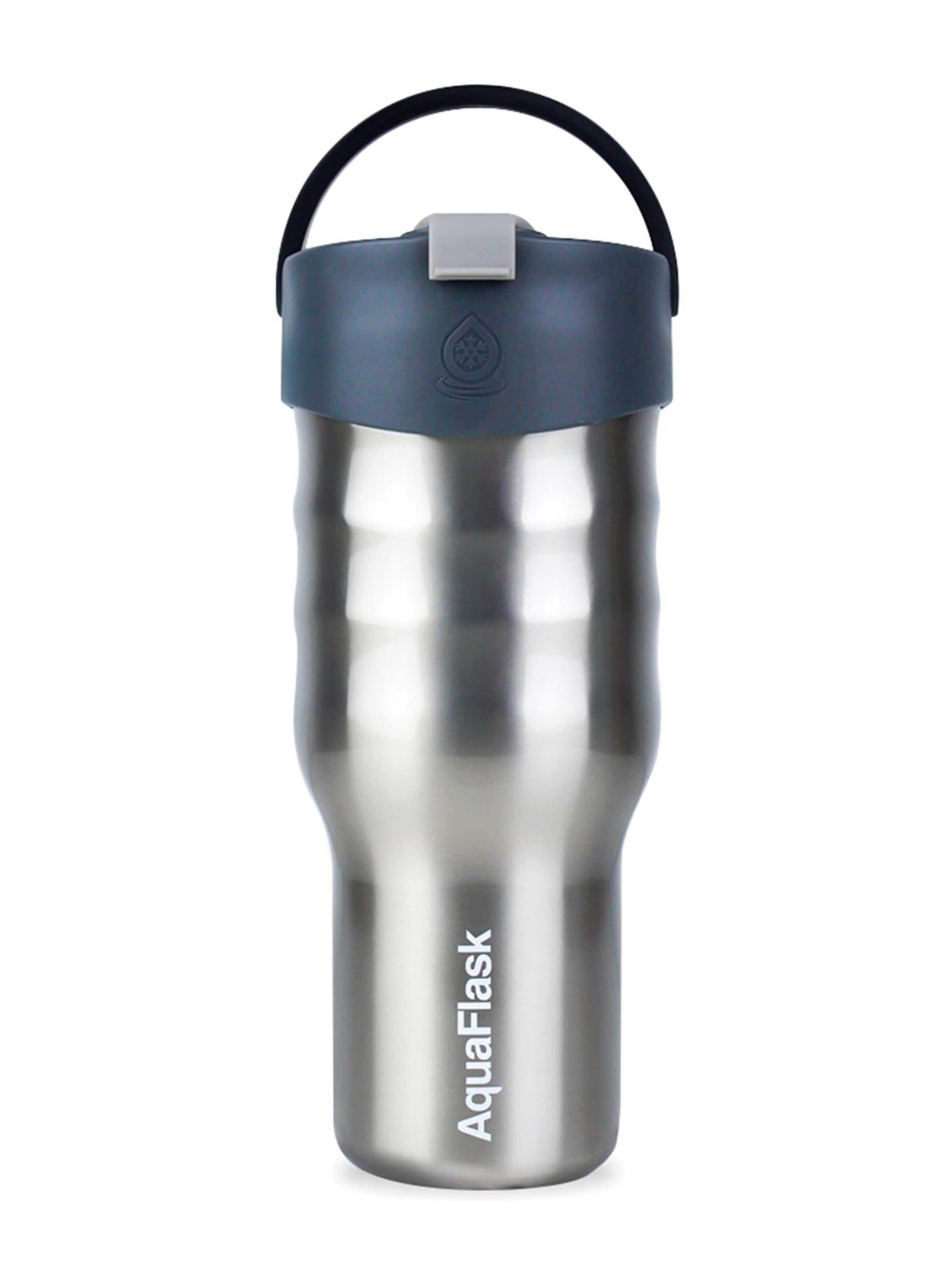 AquaFlask Láhev na vodu 'AquaFlask Termoláhev TUMBLER 887 ml' – stříbrná: přední strana
