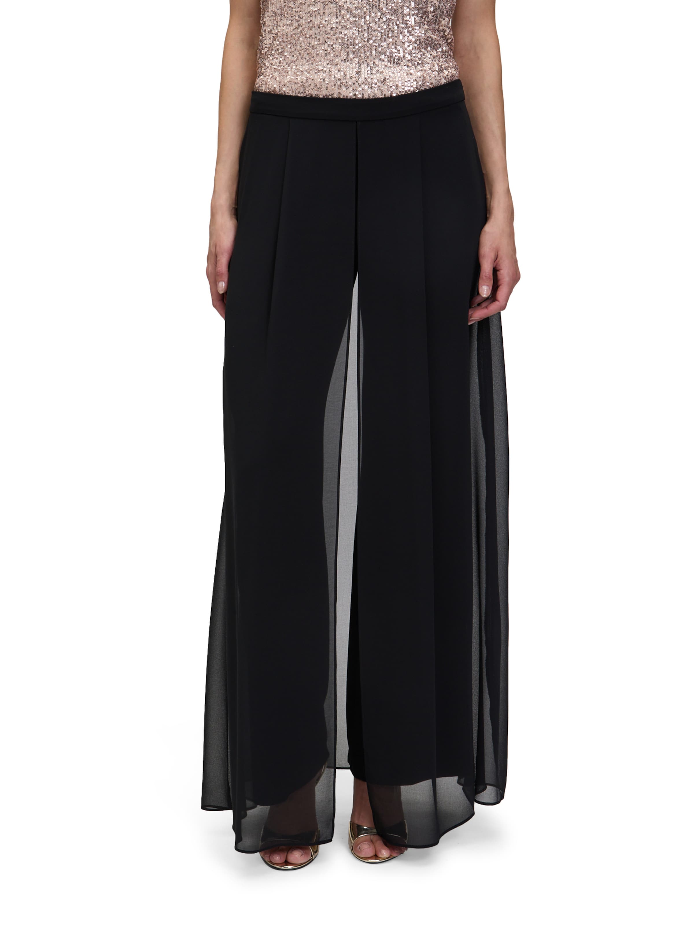 Wide leg Pantaloni di Vera Mont in nero: frontale