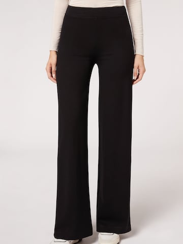 CALZEDONIA Wide leg Leggings in Black: front