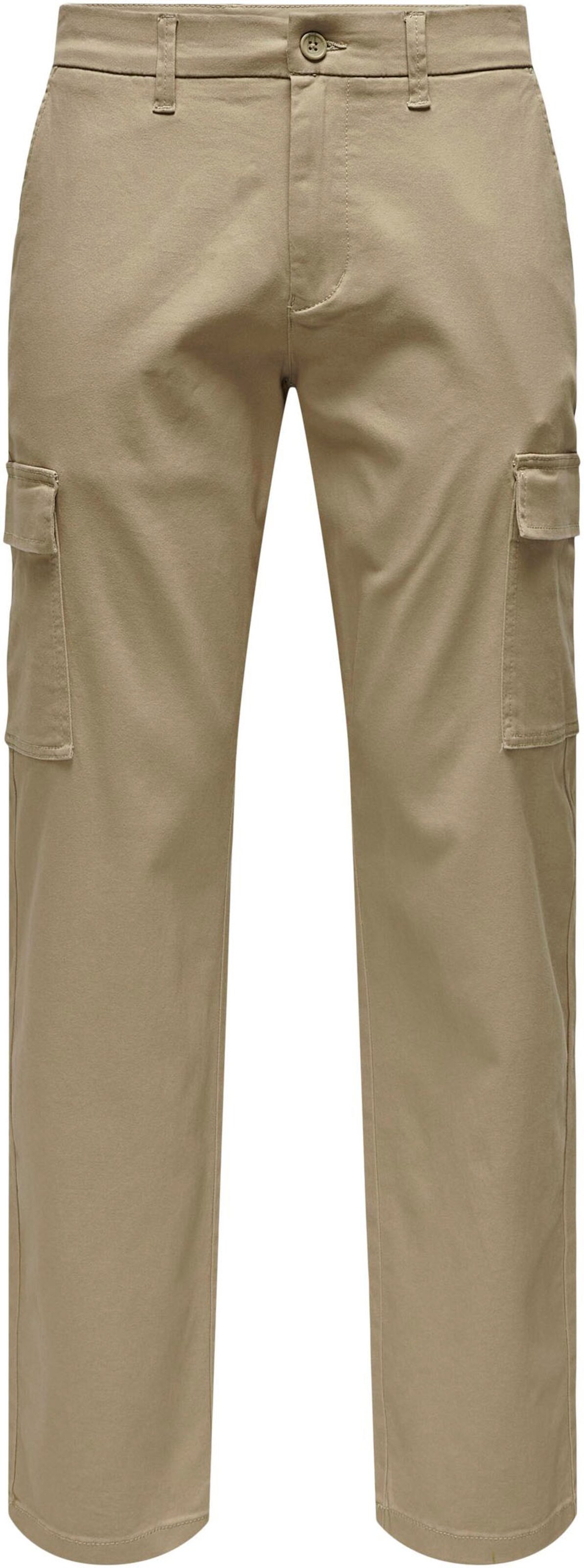 Only & Sons Loose fit Cargo Pants in Beige: front