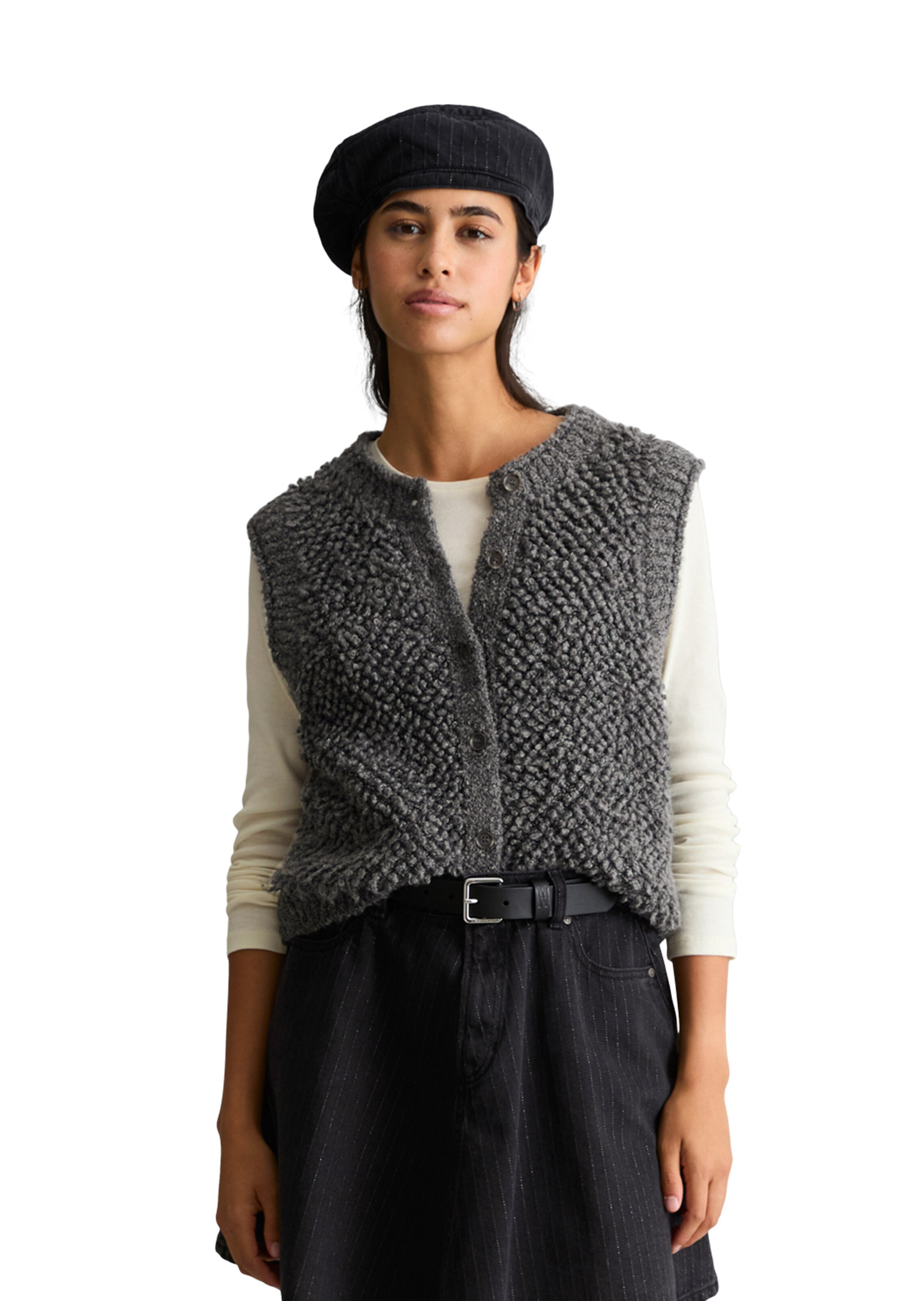 Marc O'Polo DENIM Gebreide bodywarmer in Grijs: voorkant