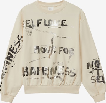 Sweat-shirt s.Oliver en beige : devant