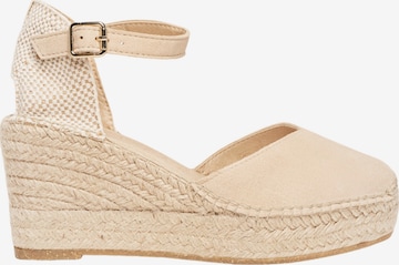 Alhamas Sandaal 'Alpargata Cuña 8 cm' in Beige: voorkant