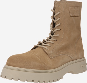 Tommy Jeans - Botas com atacadores em bege: frente