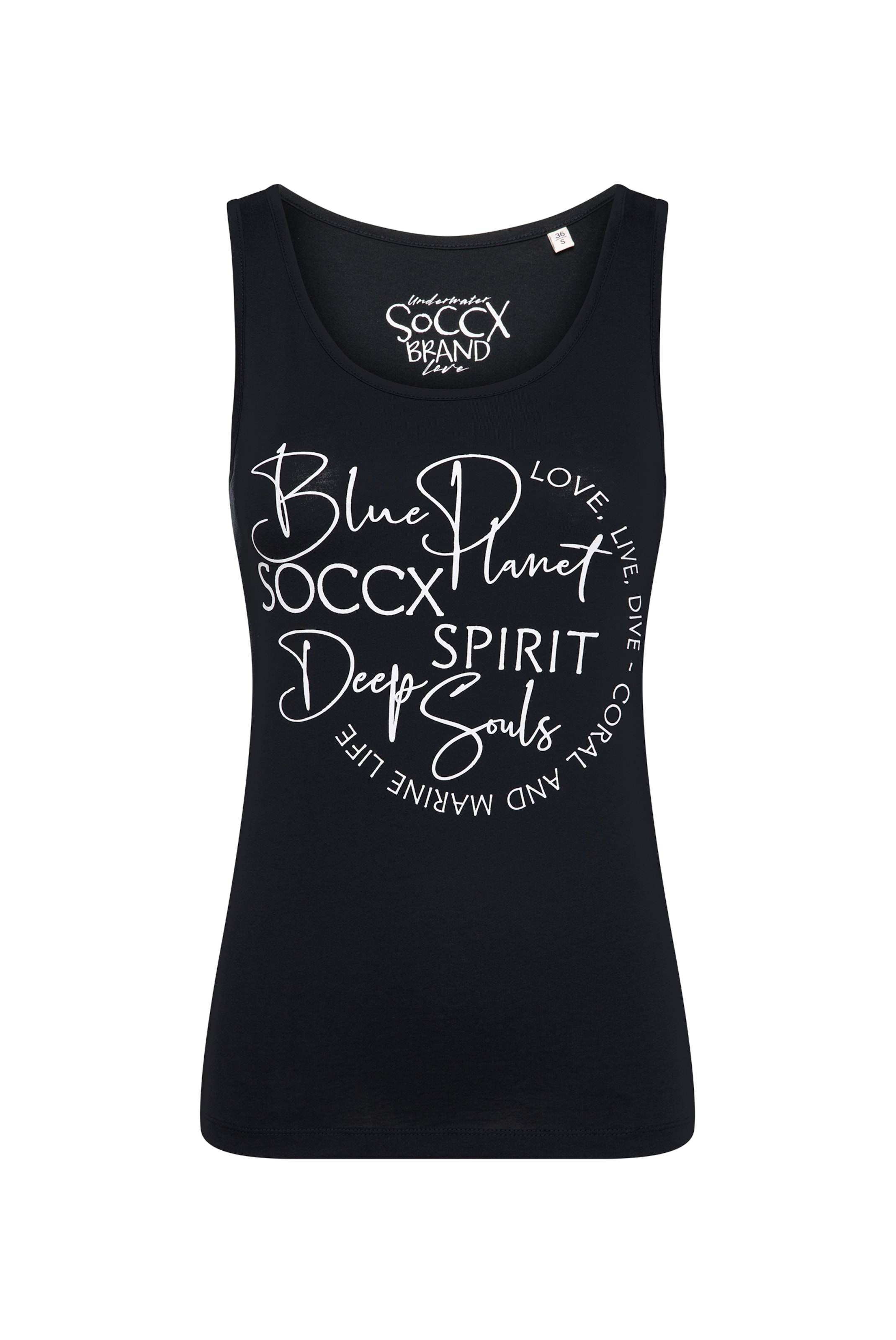 Soccx Top mit Label Print in Blau: Vorderseite