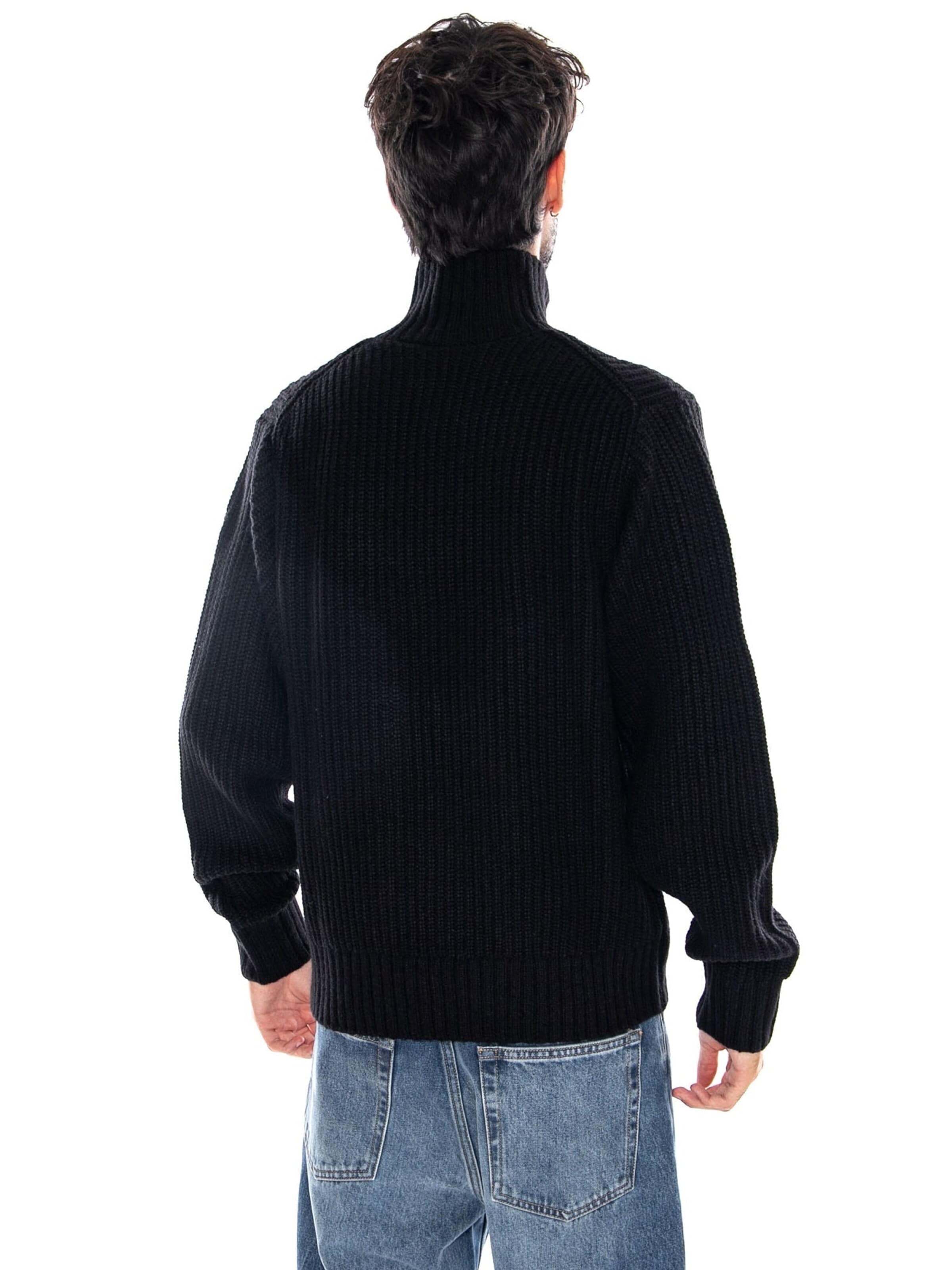 Carhartt WIP Sweater 'DETROIT HALF ZIP SWEATER BLACK' in Black