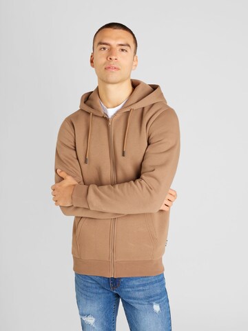 Only & Sons Regular fit Zip-Up Hoodie 'CERES' in Brown: front