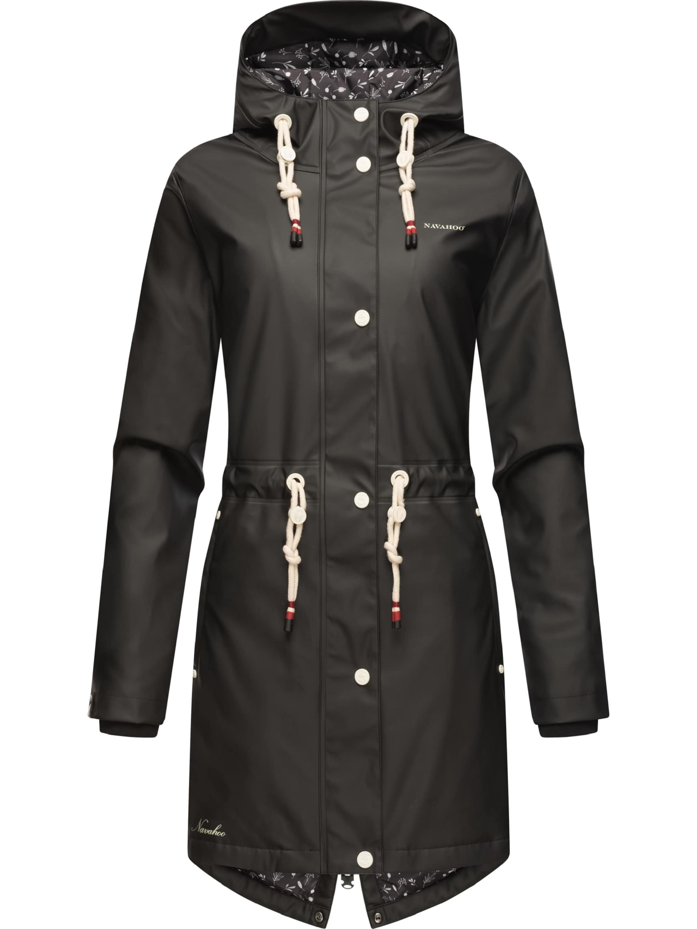 NAVAHOO Functionele jas 'Flower of Ocean' in Zwart: voorkant