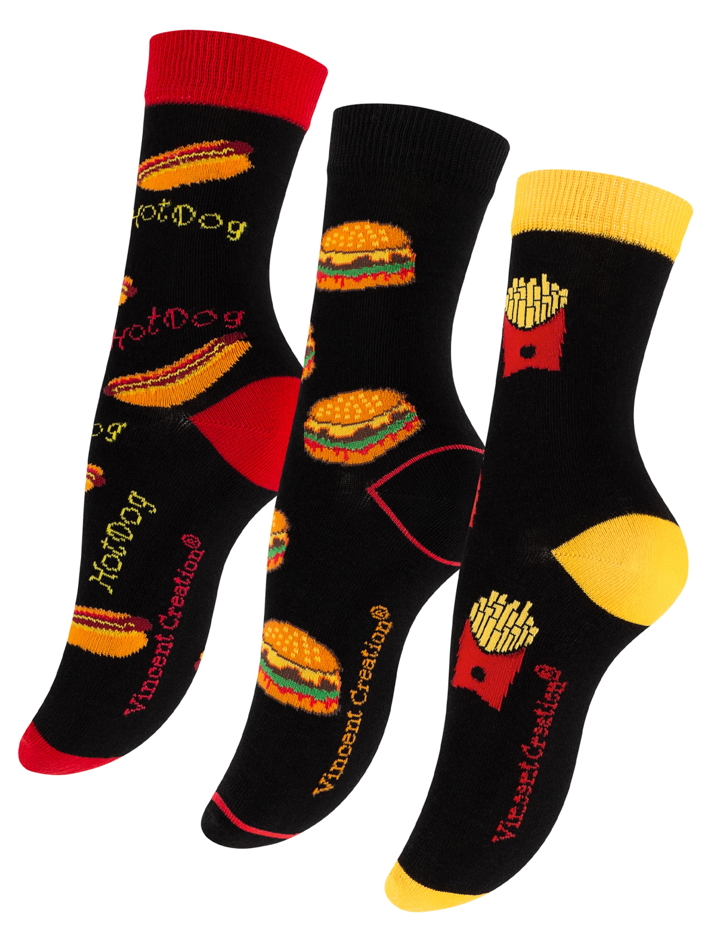 Vincent Creation - Meias 'Fast Food' em preto: frente