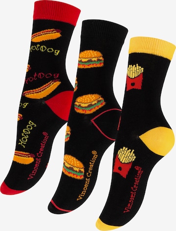 Chaussettes 'Fast Food' Vincent Creation en noir : devant