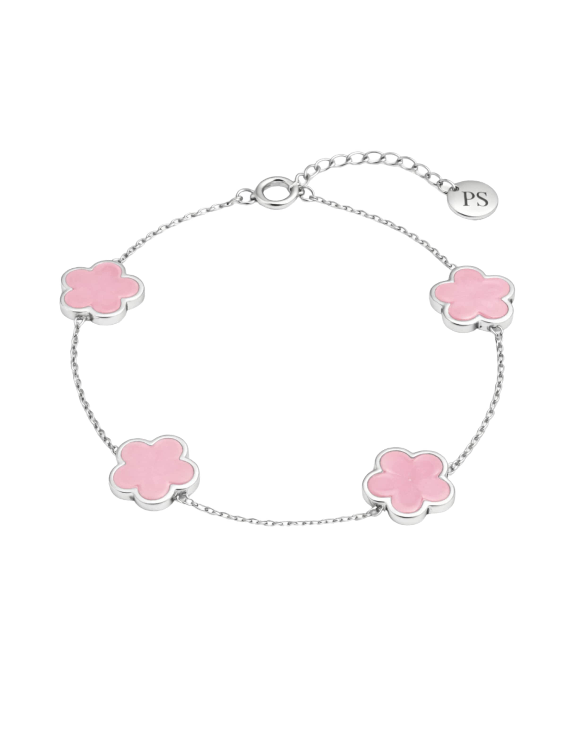 Braccialetto 'Clover Rosa' di Pure Schmuck in argento: frontale