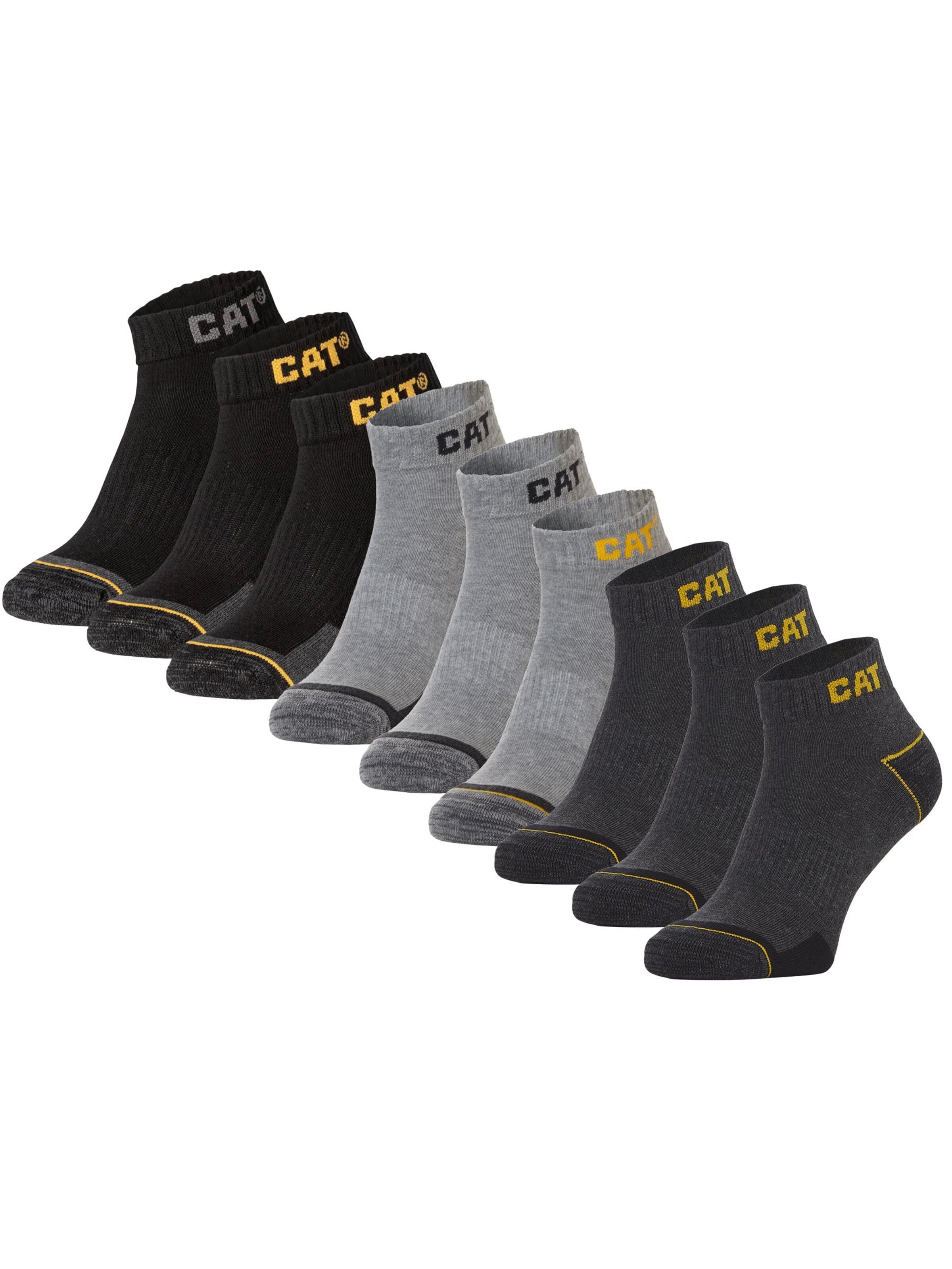 CATERPILLAR Enkelsokken 'CAT Enkelsokken Heren Work Sneakers 9-paar Korte Werksokken' in Grijs: voorkant