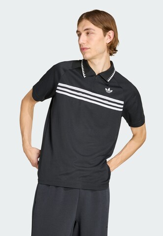 ADIDAS ORIGINALS Poloshirt 'CHEST STRIPES SLIM' in Schwarz: Vorderseite