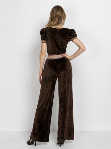 JIORO Wide leg Trousers in Brown