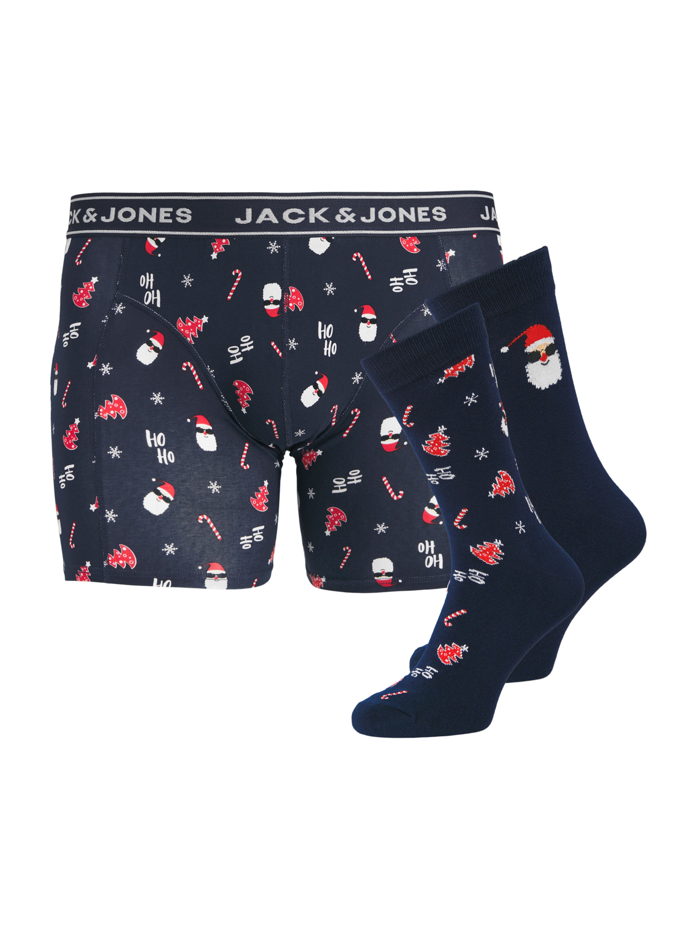 Jack & Jones Plus Boxer shorts 'JACSANTA TREES' in Blue: front