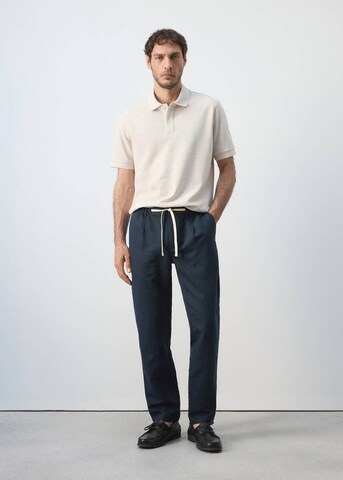 MANGO MAN Slim fit Pleat-Front Pants 'Romelino' in Blue
