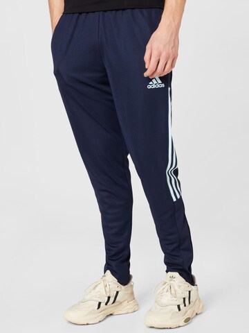 ADIDAS SPORTSWEAR Tapered Workout Pants 'Tiro' in Blue: front