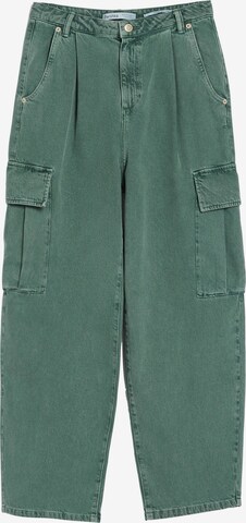 Wide leg Jeans cargo di Bershka in verde: frontale