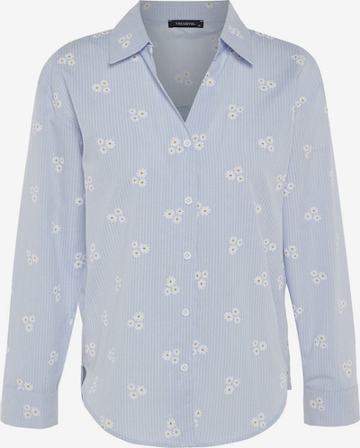 Trendyol Blūze, krāsa - debeszils / dzeltens / balts, Preces skats