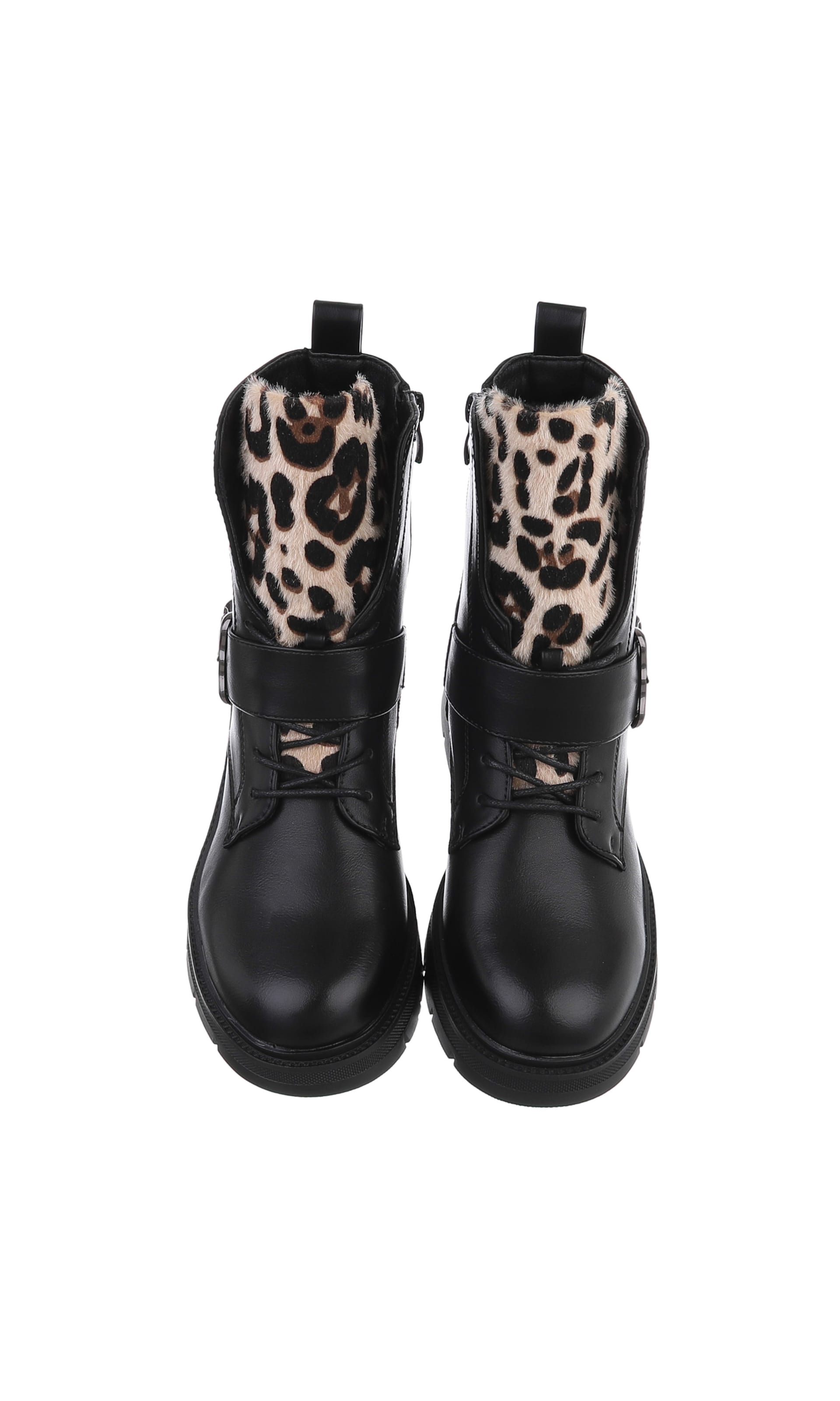 Ital-Design Lace-Up Ankle Boots in Black