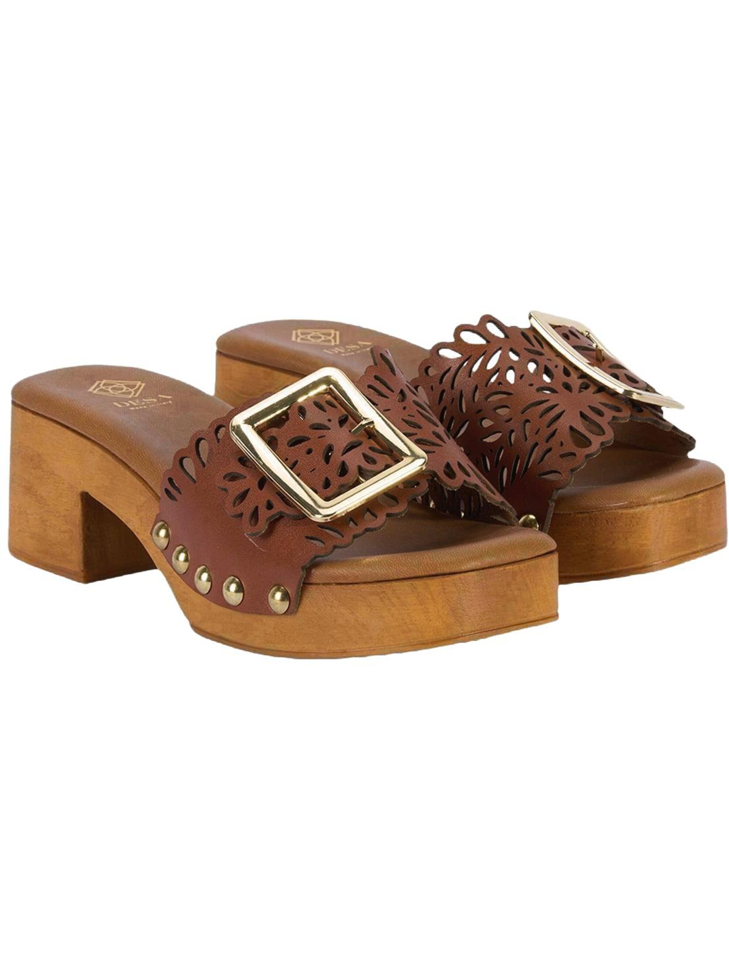 Desa Slipper 'Pantoletten mit Blockabsatz' in Brown: front