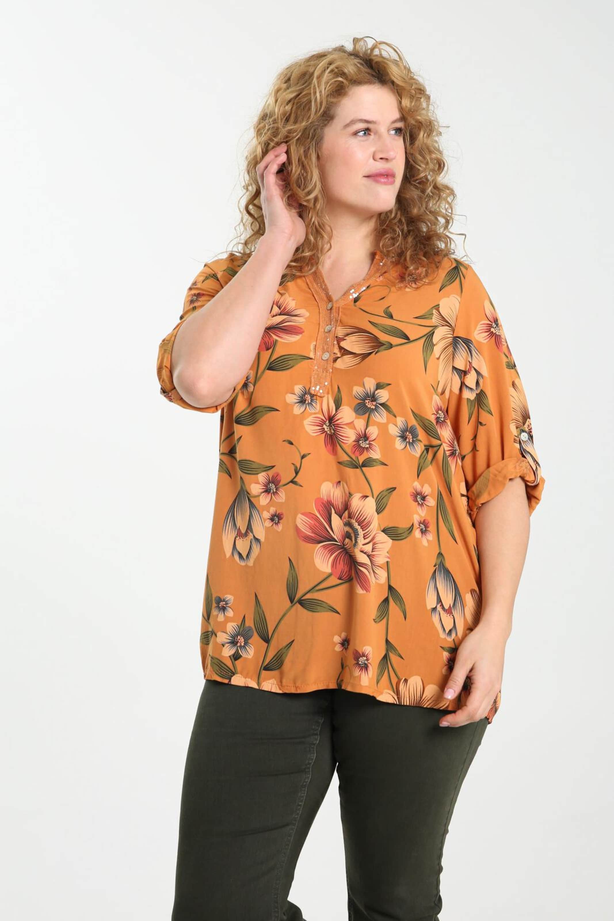 Frauen Große Größen Paprika Bluse in Orange - NE48679