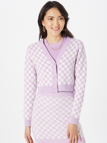 Monki Knit Cardigan in Purple: front