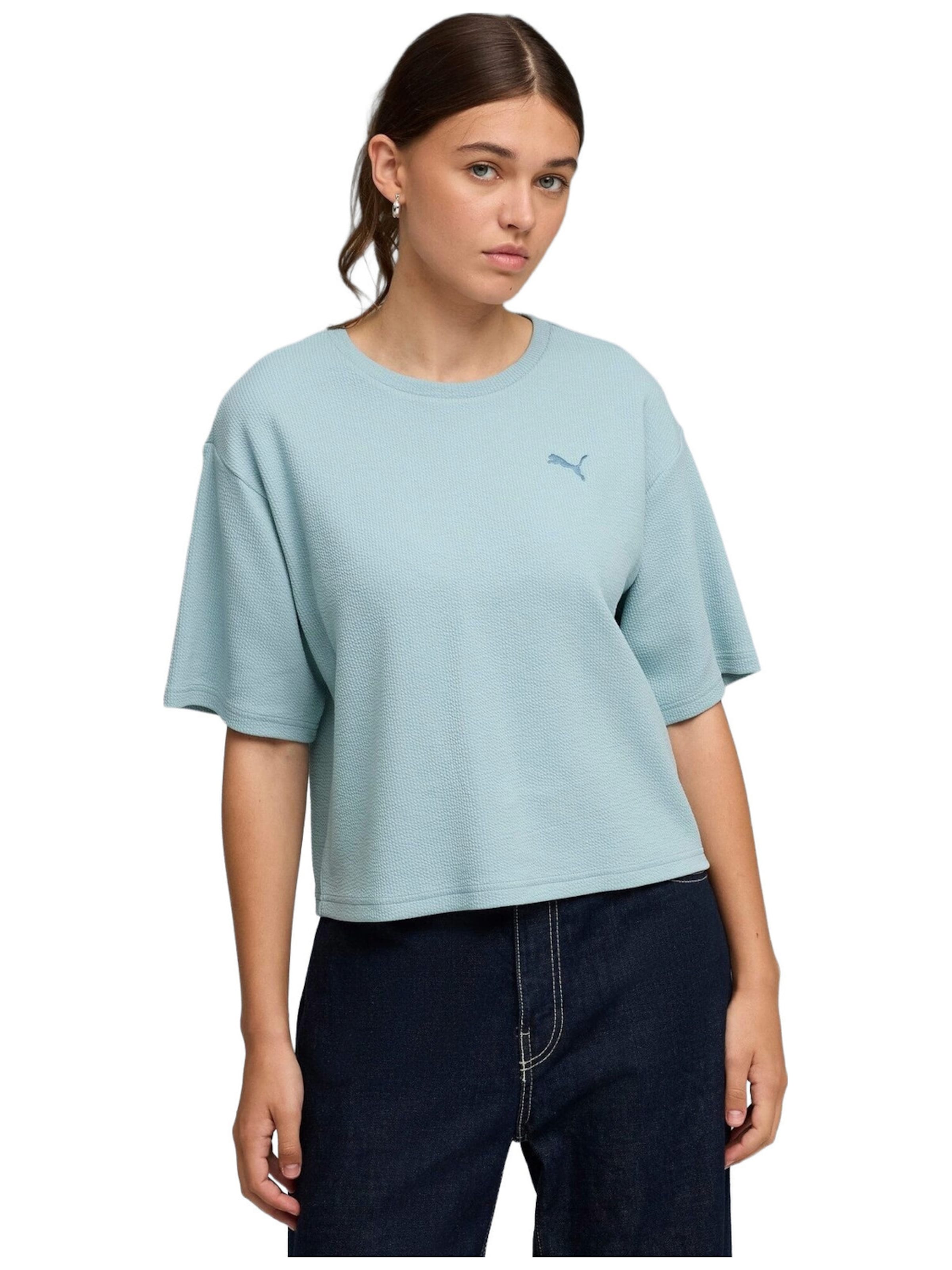 PUMA - Camiseta 'Puma Ess Elevated Relaxed Tee' en azul: frente