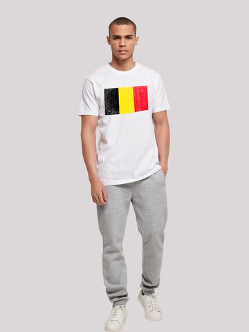 T-Shirt 'Belgien Flagge Belgium' F4NT4STIC en blanc