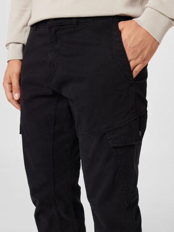 TOM TAILOR DENIM Slimfit Cargohose in Schwarz