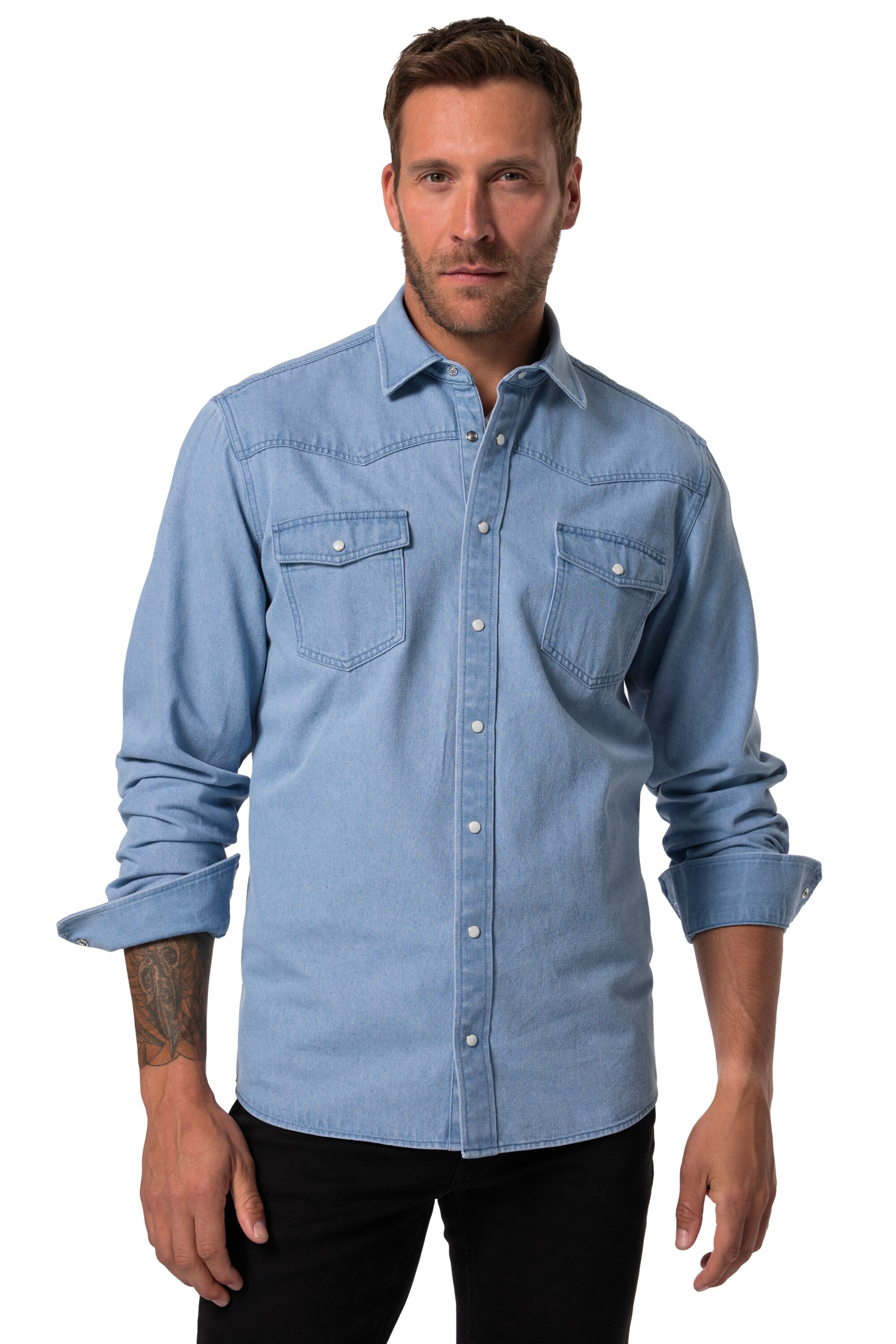 JP1880 Regular fit Button Up Shirt in Blue: front
