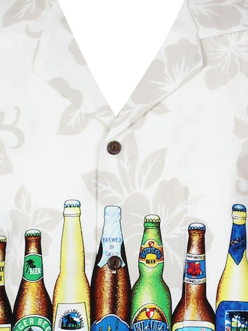 KY's Regular fit Overhemd 'Bierflaschen Brustdruck' in Wit