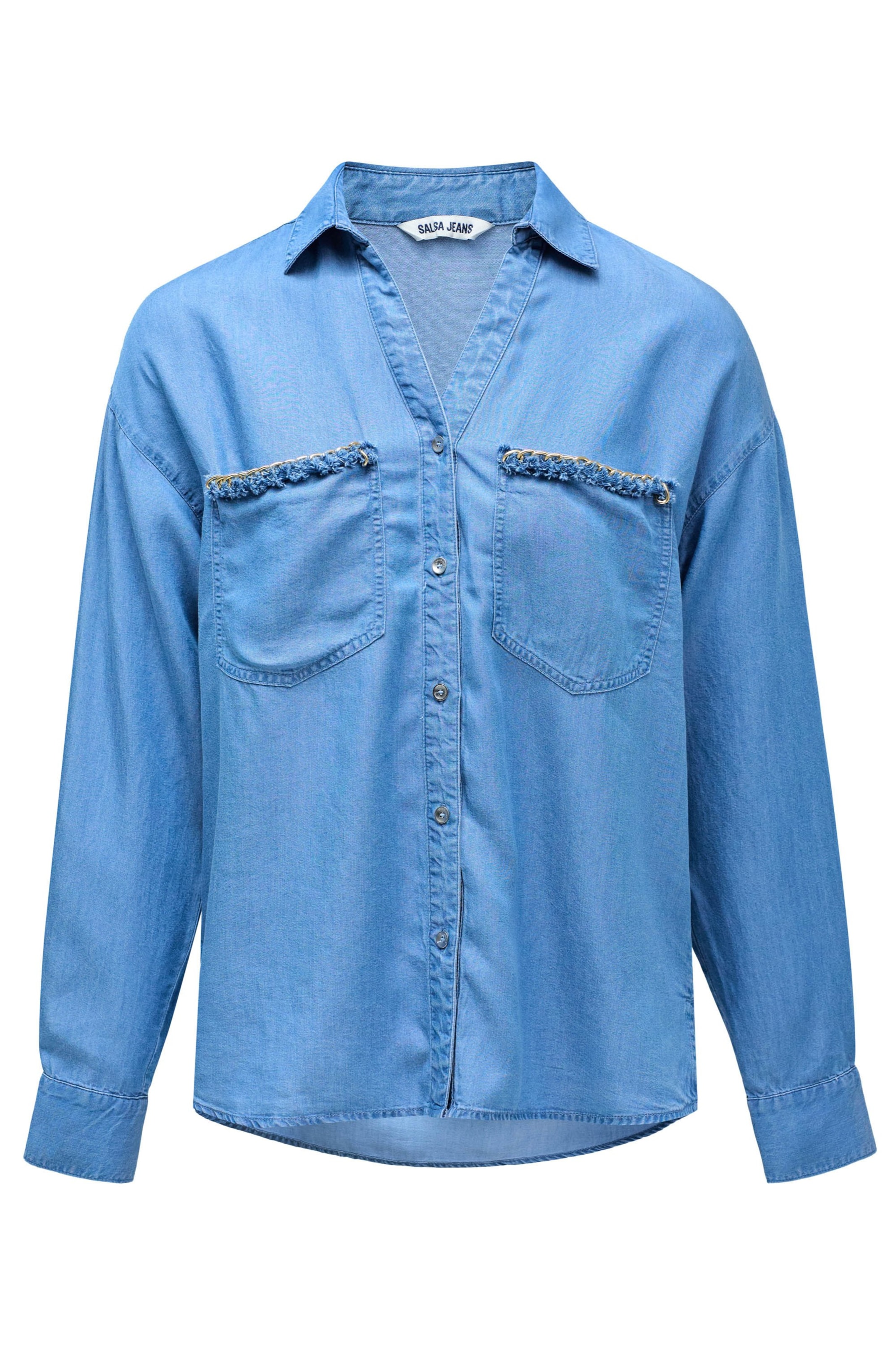 Salsa Jeans Bluse in Blau: Vorderseite