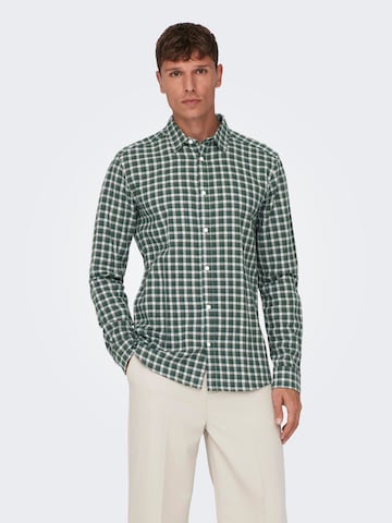 Only & Sons Slim fit Koszula 'BEN' w kolorze zielony: przód
