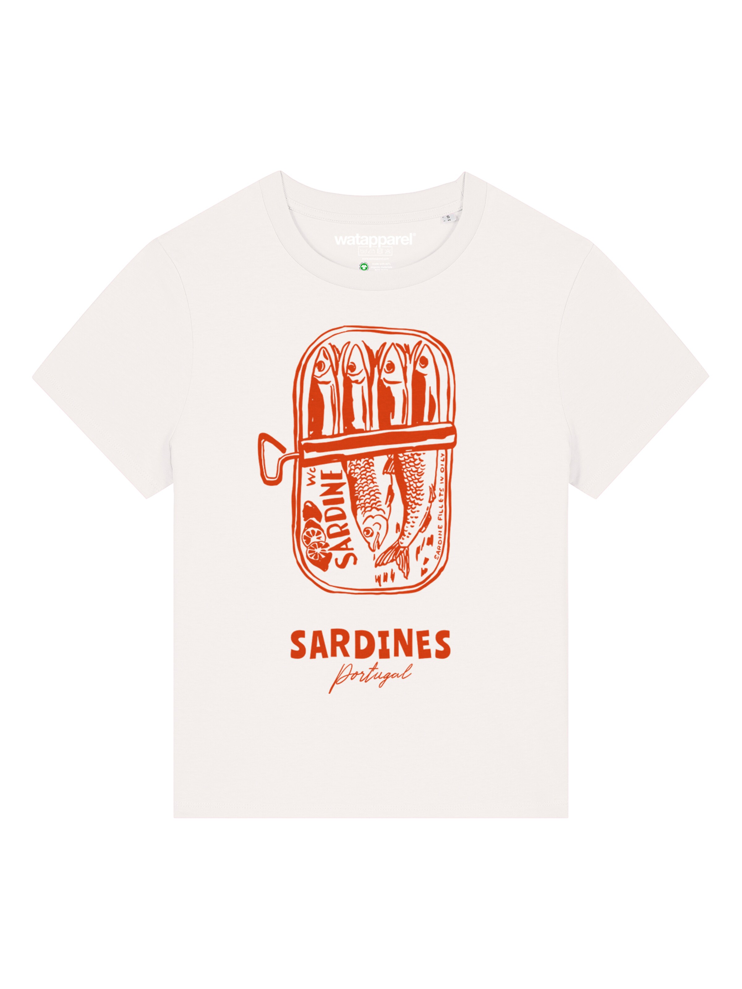 Watapparel Shirt 'Sardines Portugal' in Wit: voorkant