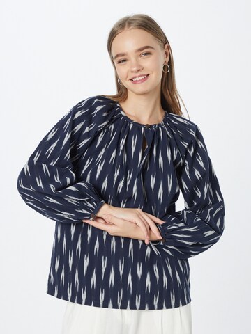 People Tree Blouse 'Dawson Ikat' in Blauw: voorkant