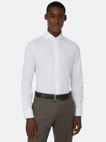 Boggi Milano Slim fit Overhemd in Wit: voorkant